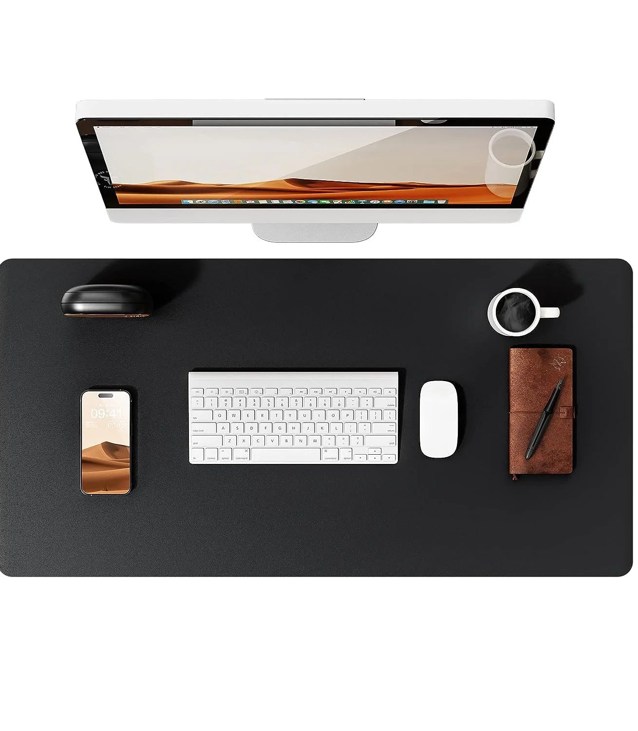 Large PU Leather Desk Pad - Non-Slip Waterproof Office Mouse Pad & Laptop Desk Mat