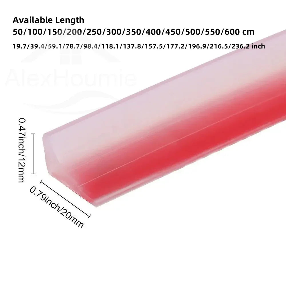 Self-Adhesive Silicone Water Stopper Strip 12 x 20 mm (0.47 x 0.79 in) for Shower, Washing Machine & Door Threshold