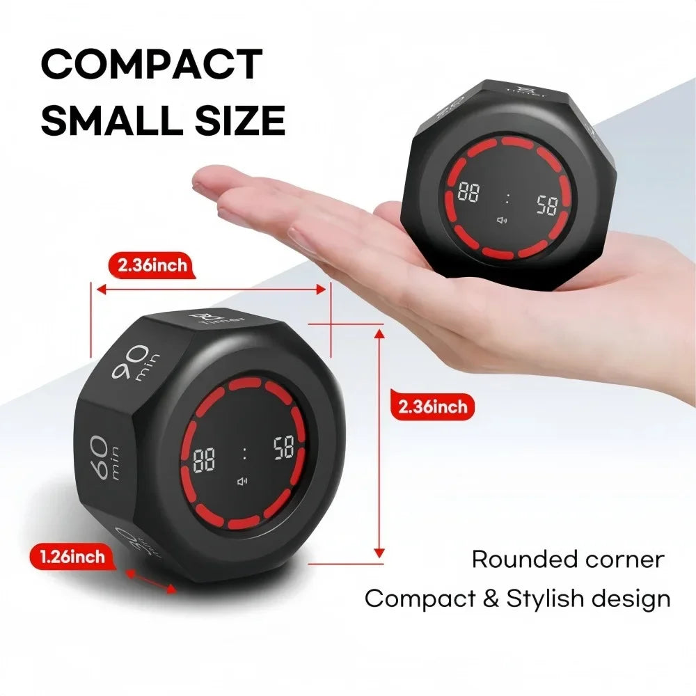 Mini Digital Gravity Flip Timer 1-90 Minute Countdown — LCD Flip Timer for Kitchen, Cooking, Pomodoro, Study & Work