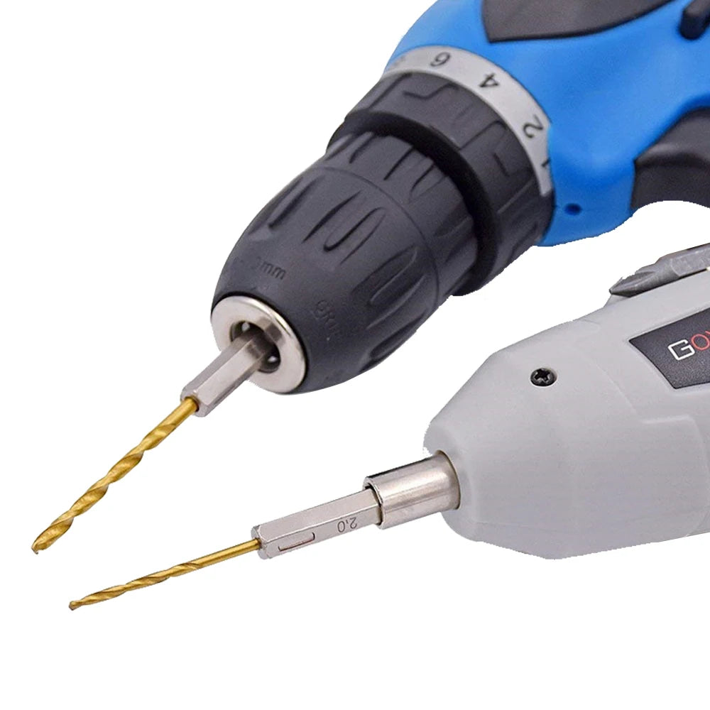 13-Piece Titanium-Plated Hexagonal Shank Twist Drill Bit Set 1.5–6.5 mm (0.06–0.26 in) for Electric Drill, Driver & Air Screwdriver