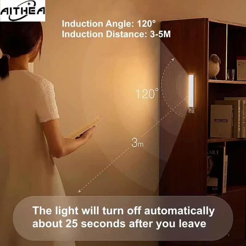 Rechargeable LED Motion Sensor Strip Light – Under Cabinet, Wardrobe & Bedside Cordless Night Light
