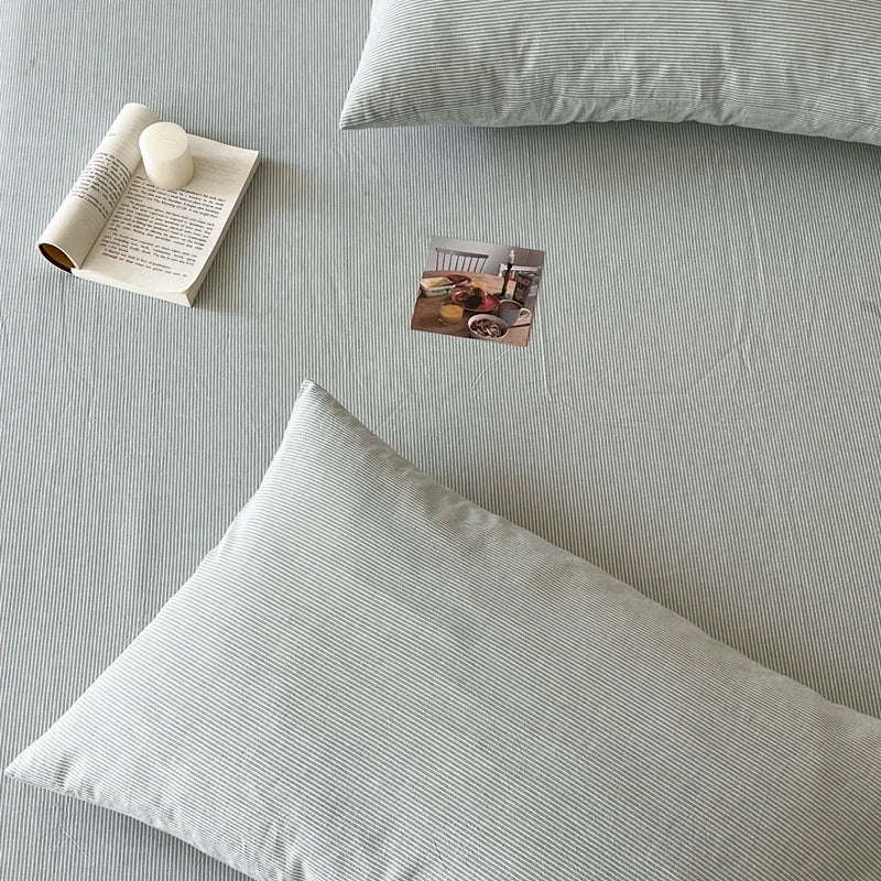2-Pack 100% Cotton Pillowcases 48 x 74 cm (18.9 x 29.1 in) - Striped Pillow Covers, Skin-Friendly