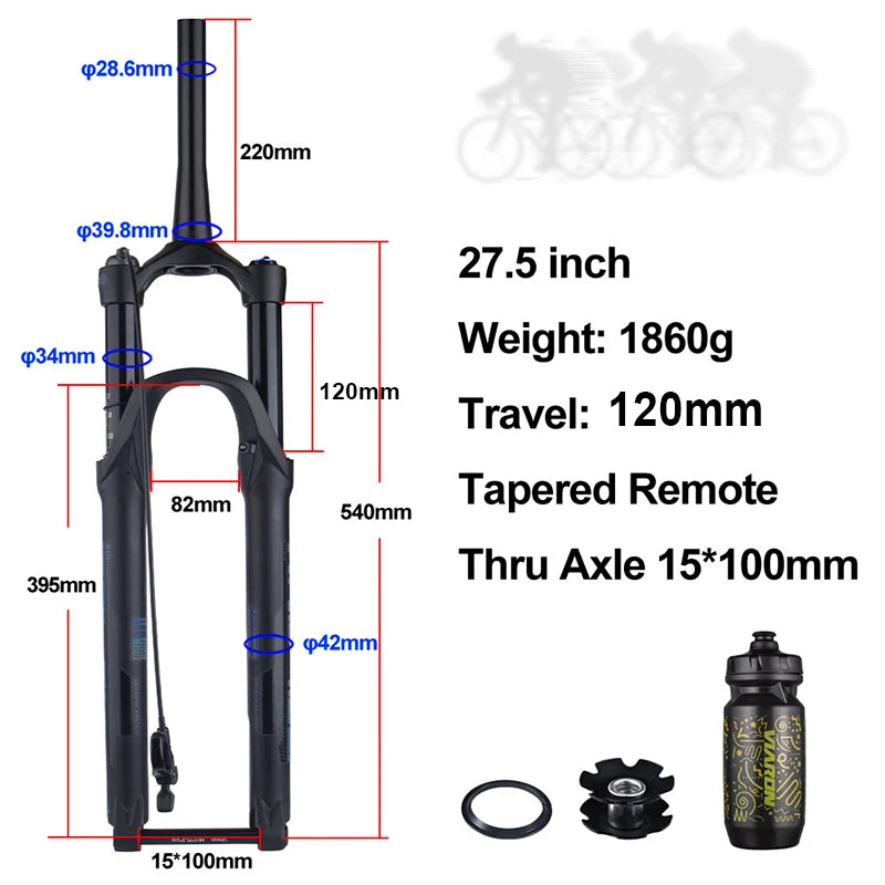 27.5/29-inch Boost Mountain Bike Suspension Fork - 34mm (1.34in) Tapered Stanchion, 120/140mm (4.7/5.5in) Travel, 15x100/110mm Thru-Axle, Adjustable Rebound and Lockout