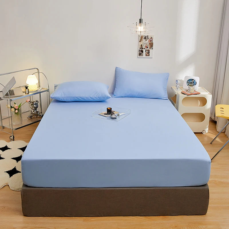 3-Piece Queen Size Polyester Bedding Set - Fitted Sheet, Pillowcases & Elastic Mattress Cover