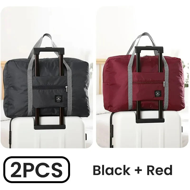2-Pack Foldable Travel Duffel Bag Lightweight Carry-On Weekender & Gym Tote for Women and Men
