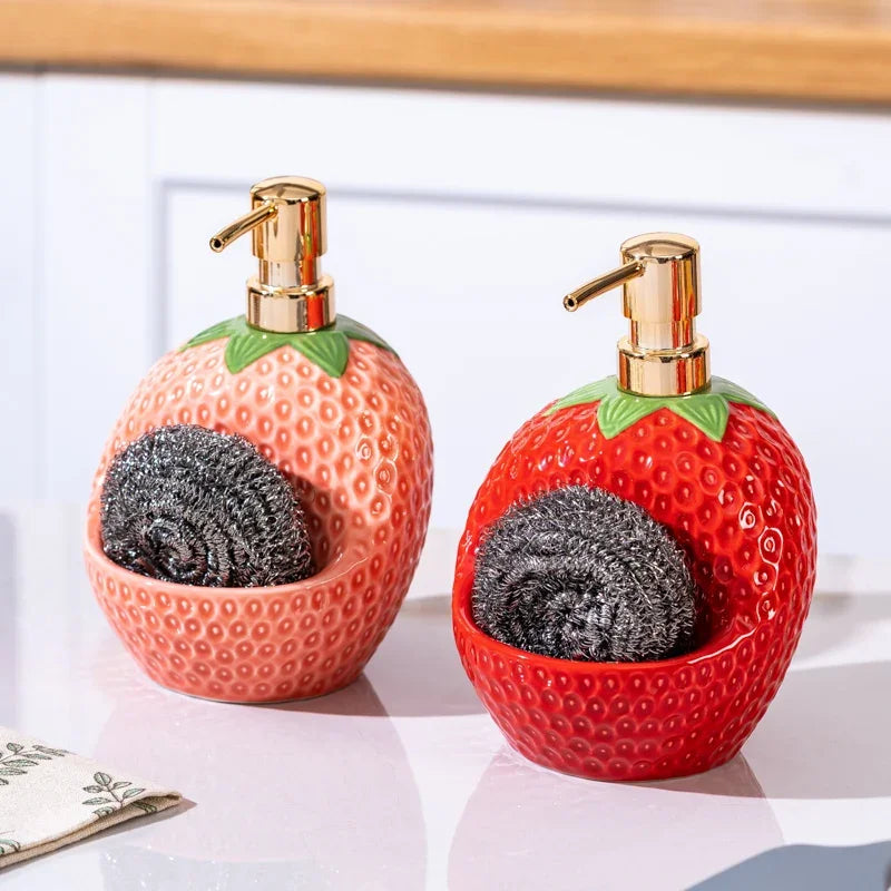 Ceramic Strawberry Oil & Vinegar Cruet - Fruit-Shaped Kitchen Seasoning Jar for Salt, Sugar, Soy Sauce