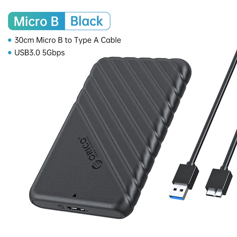 2.5-Inch SATA to USB 3.0 and Type-C External HDD Enclosure — Fits 7-9.5mm SSD/HDD, Up to 6TB, 5Gbps/6Gbps