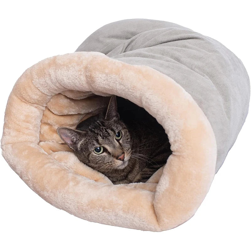 Cozy Semi-Enclosed Cat Sleeping Bag 25.6 x 18.9 in (65 x 48 cm) Washable Pet Nest for Small & Medium Cats