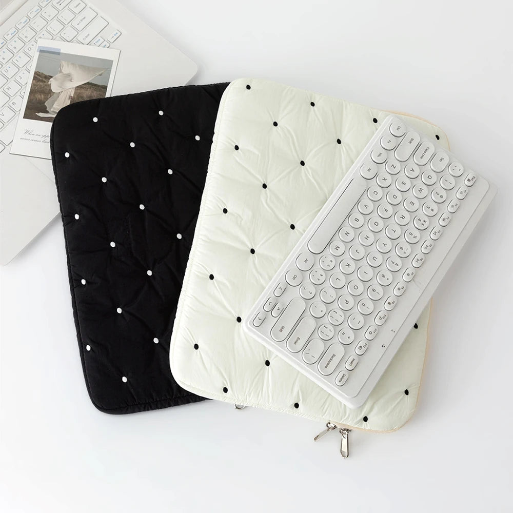 Puffy Quilted Laptop Sleeve for Women — 13–14 in (34–36 cm), 15–16 in (38–41 cm) & 9–11 in (23–28 cm) Tablet Pouch