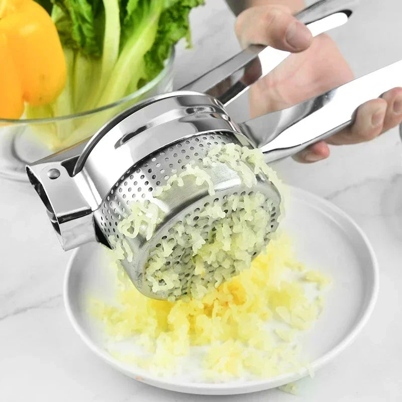 Stainless Steel Potato Ricer & Fruit Press - Handheld Masher for Mashed Potatoes, Purees & Juices