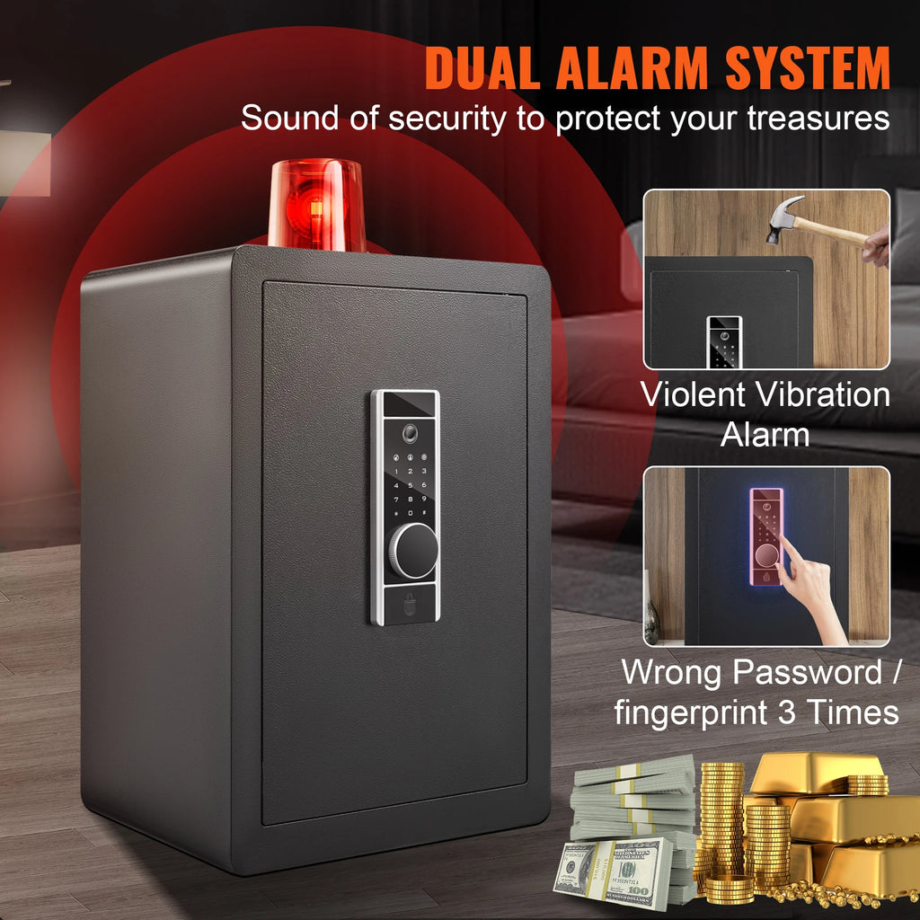 Biometric (Fingerprint) & Digital Safe 2.2 / 1.8 cu ft (62 L / 51 L) Home Security Cabinet with Fireproof Bag