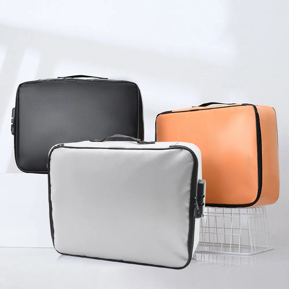 Fireproof Document Bag with Combination Lock, Waterproof File Safe Organizer, Fire & Water Resistant Pouch with Multi-Layer Card Slots — 14.6 x 11.4 x 3.9 in (37 x 29 x 10 cm)