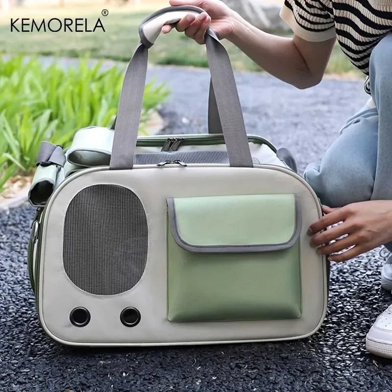 Portable Soft-Sided Nylon Pet Carrier for Cats & Small Dogs - Travel Mesh Carrier for Outdoor & Car