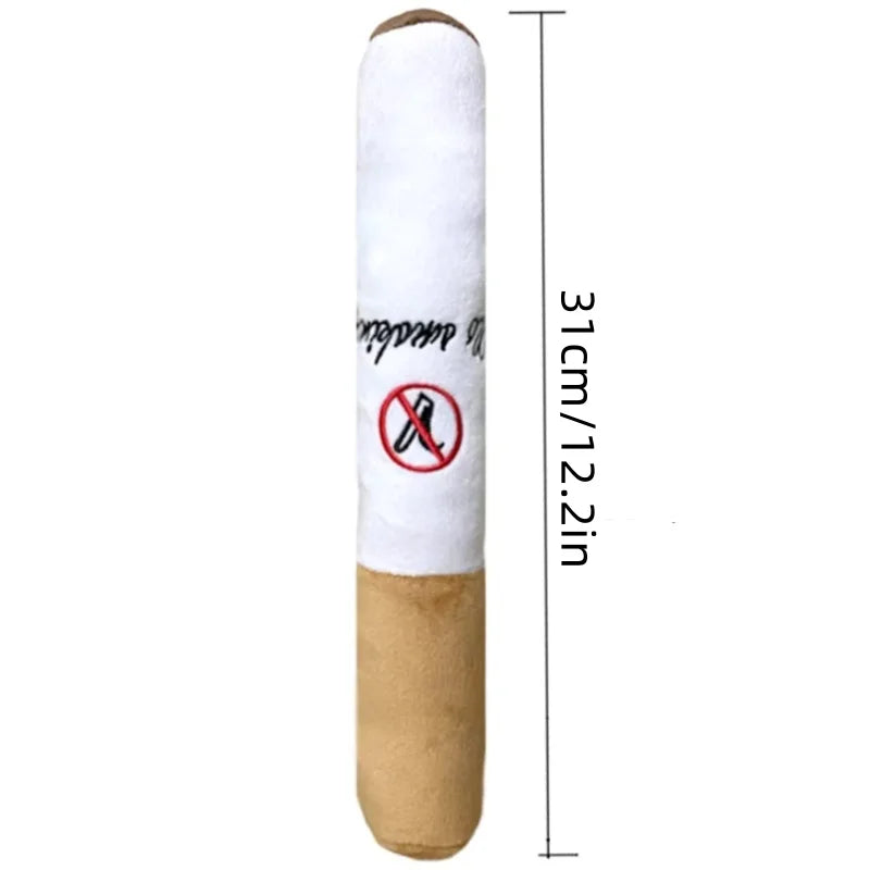 Plush Cigar Dog Chew Toy with Squeaker - Funny Fake Cigarette Plush Toy for Dogs