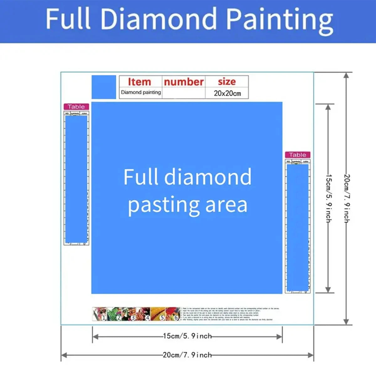 Diamond Painting Kit - Full Drill 20x20cm Assorted Patterns view 5