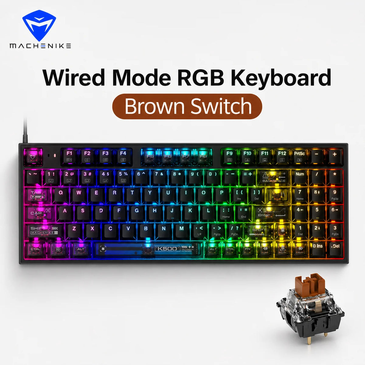 94-Key 90% Mechanical Keyboard Wired - Hot-Swappable RGB Backlit for PC & Laptop