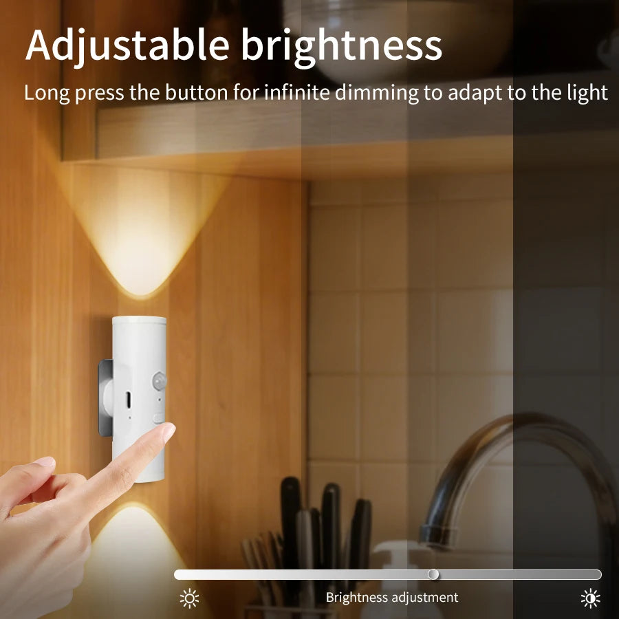 Magnetic LED Motion Sensor Night Light - Rechargeable USB Type-C Dimmable Lamp for Bedroom, Closet, Hallway & Bedside