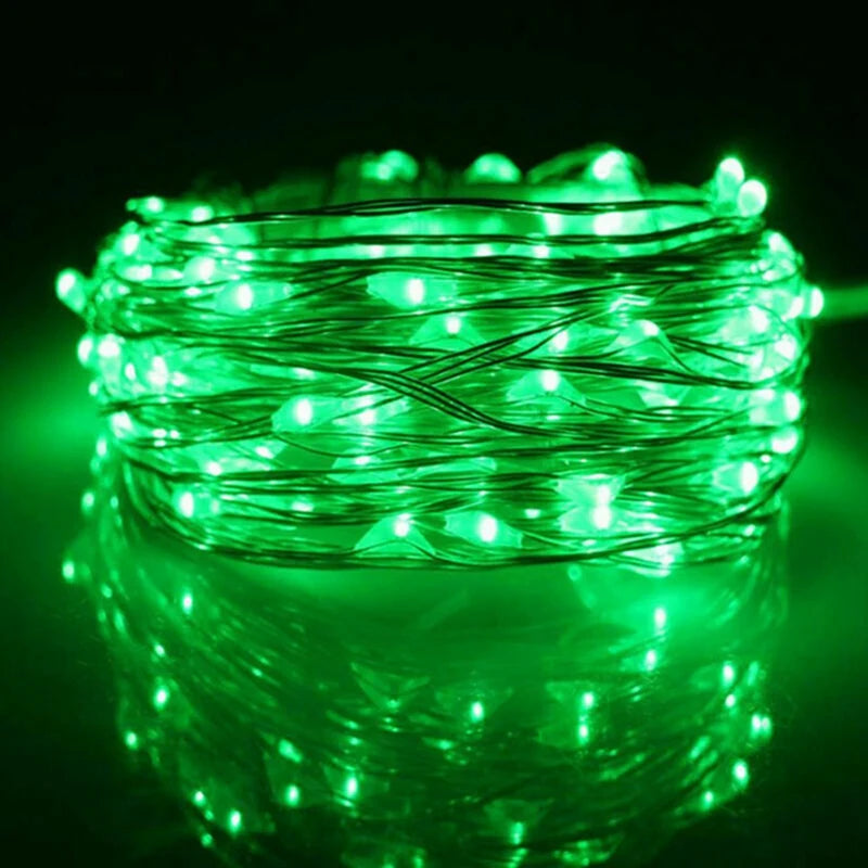 1-Pack Fairy LED Copper Wire String Lights — Battery Powered, 1/2/3/5/10M (3.3/6.6/9.8/16.4/32.8 ft) for Bedroom, Garden, Party and Wedding Decor
