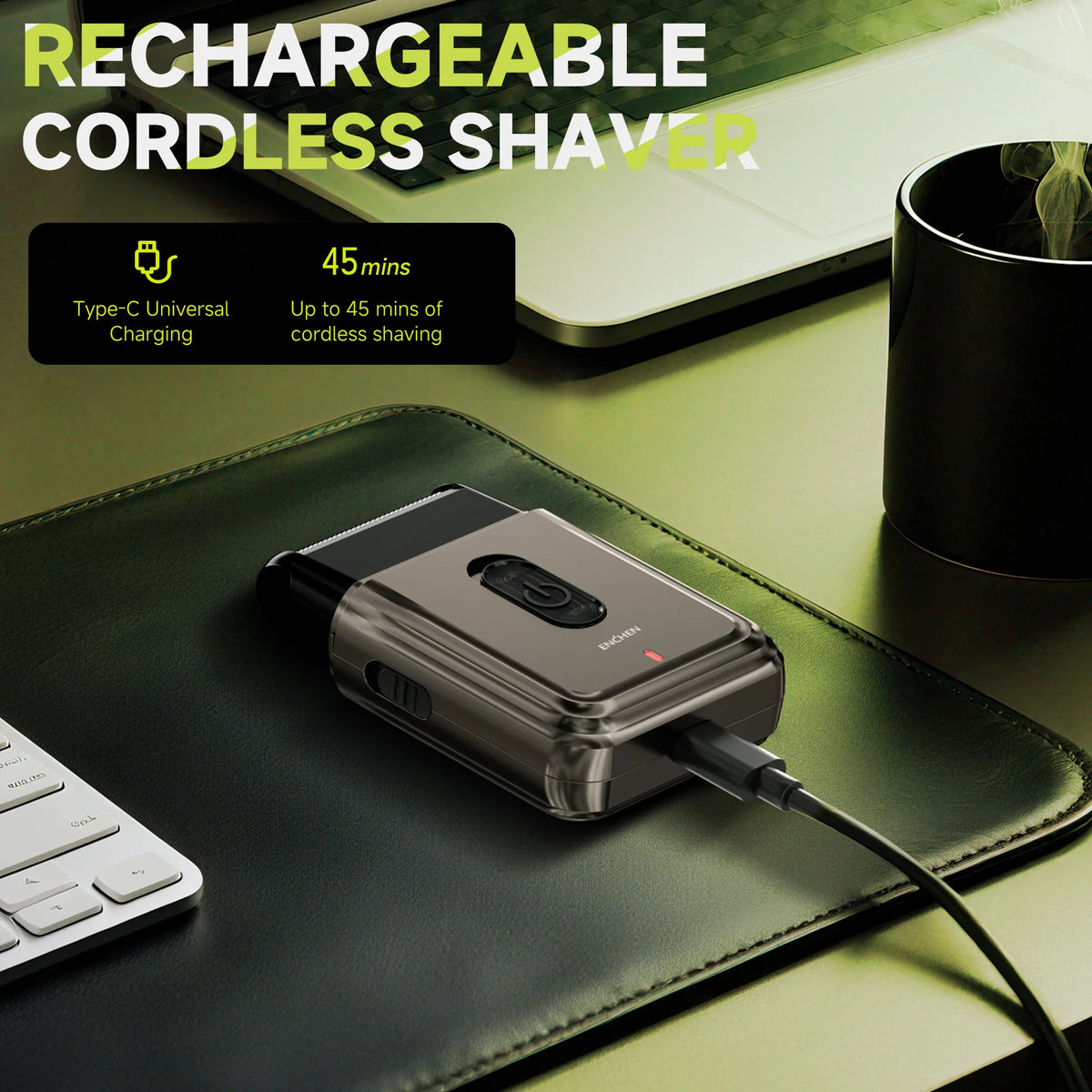 Compact Foil Electric Shaver with Pop-Up Precision Trimmer, USB-C Rechargeable, 7000 RPM