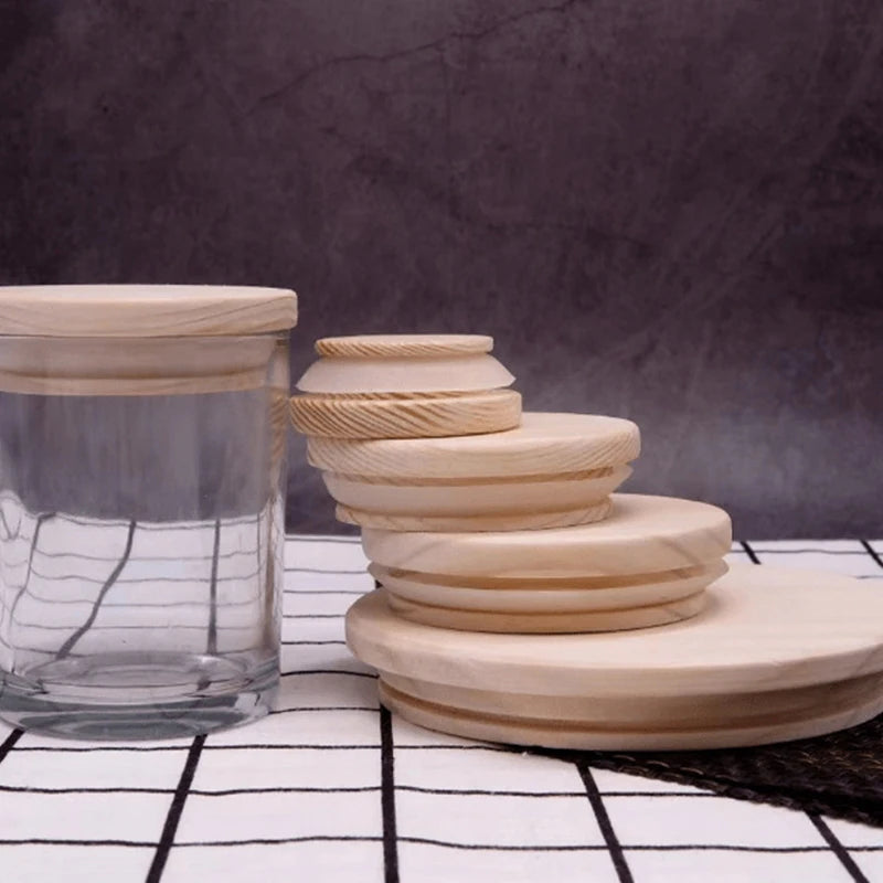 Handmade Pine Wood Jar Lid with Silicone Seal – Airtight Wooden Cover for Jars, Mugs & Candle Cups, Fits 52–130 mm (2.05–5.12 in)