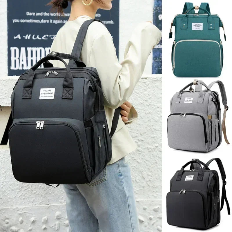 Large Capacity Mommy Diaper Bag Backpack with Changing Mat, 36–55L Baby Nursing & Nappy Organizer
