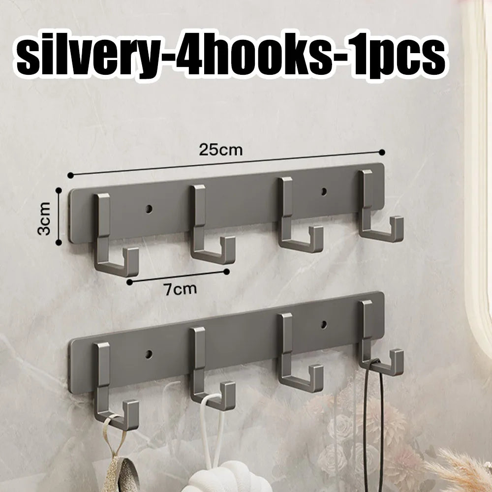 Heavy-Duty Adhesive Wall-Mounted Towel and Clothes Hook - No-Drill Stainless Steel Multi-Hook for Bathroom and Kitchen