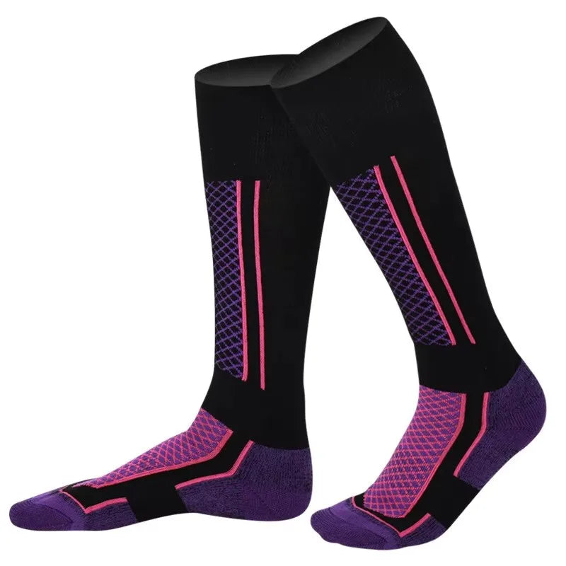Thickened Knee-High Winter Ski Socks (1 Pair) - Thermal Terry Hiking & Sports Socks, Women EU 33-39 / Men EU 39-45