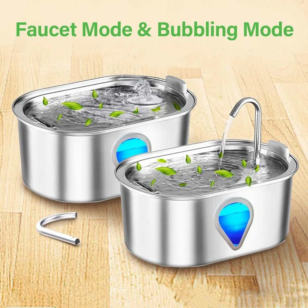 Automatic Stainless Steel Cat Water Dispenser - Rechargeable Pet Fountain, 1.5 L (50 fl oz)