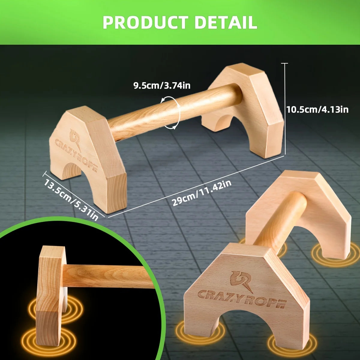 Pair Wooden Push-Up Bars – Portable Pushup Stands for Strength Training & Handstand Practice