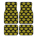 Moon Eyes Motorcycle Racing 4-Piece Car Floor Mats – Front 17.3×27 in (43.9×68.6 cm) & Rear 17.3×13.4 in (43.9×34.0 cm) Neoprene Rubber-Back All-Weather Mats