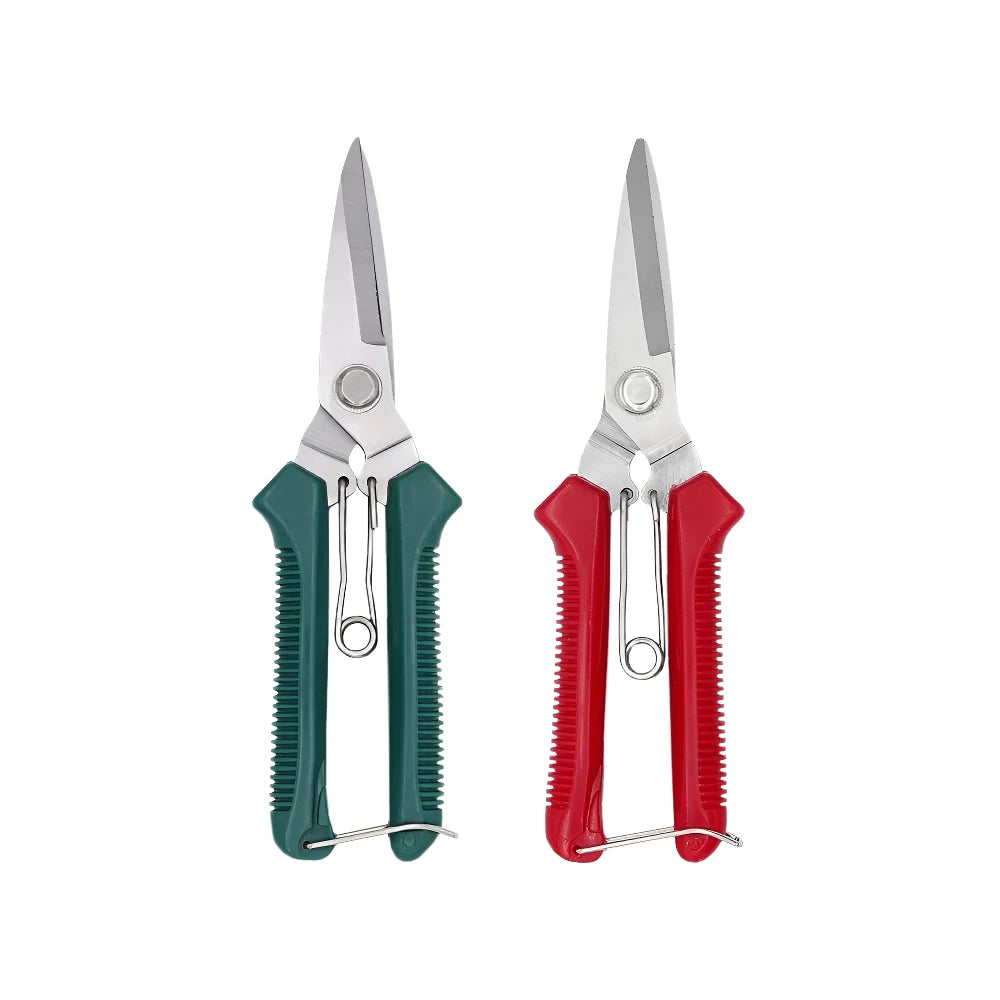 190mm (7.5 in) Straight Pruning Shears Stainless Steel Non-Slip Handle Garden Scissors for Bonsai & Fruit Trees