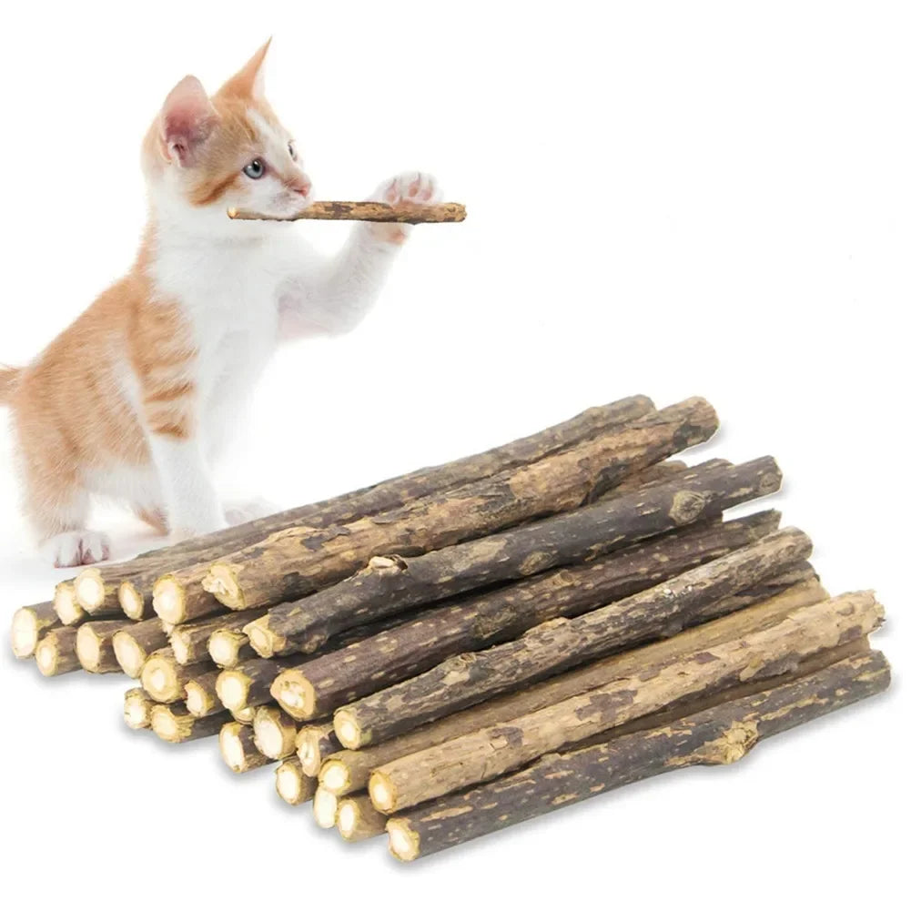 15-Pack Natural Matatabi (Silvervine) Catnip Chew Sticks — 4.7 in (12 cm) Dental Treats for Cats & Kittens