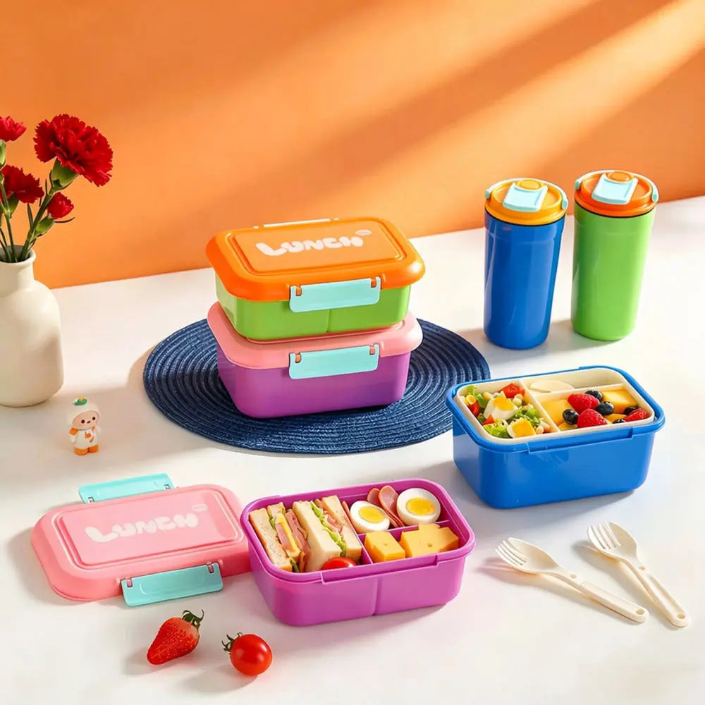 Microwave-Safe Leakproof Bento Lunch Box with Divided Compartments & Utensils — 7.1 x 4.9 x 2.7 in (18 x 12.5 x 6.8 cm)