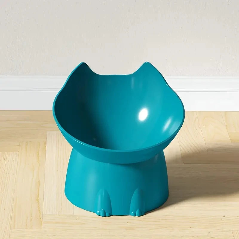 Elevated Cat Bowl 1-Pack – Anti-Tip Raised Pet Feeder with Tilted Edge for Neck Protection