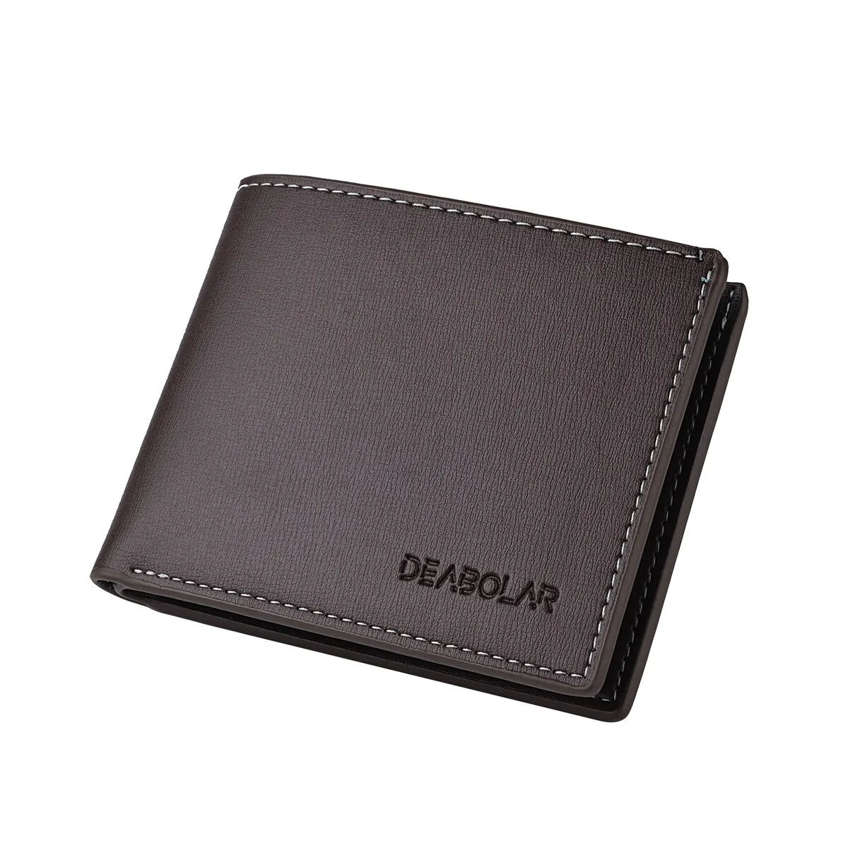 PU Leather Men's Slim Bifold Wallet - Thin Compact Folding Card Holder, Short Wallet (Black, Brown)