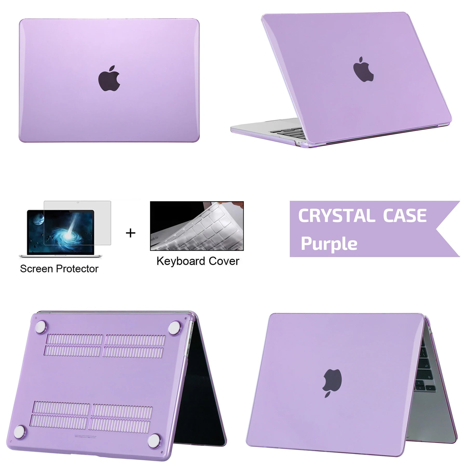 Hard Shell Protective Laptop Case for MacBook Air & Pro 13/13.6/14/16 Inch – PVC Snap-On Cover with Keyboard Cover & Screen Protector