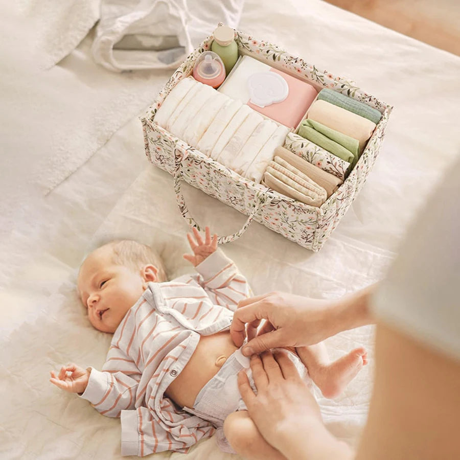 Portable Folding Baby Diaper Organizer Caddy – High-Capacity Diaper Stacker & Storage Bag