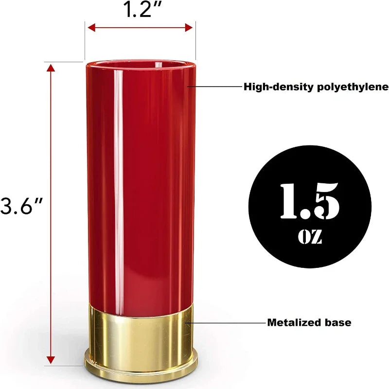 4-Pack Bullet Shot Glasses 36ml (1.2 fl oz) Plastic Shotgun-Shaped Party Drinkware