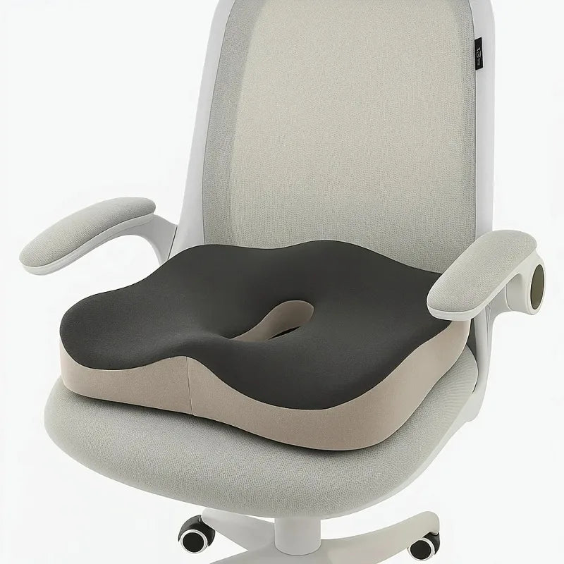 Ergonomic Memory Foam Seat Cushion for Office Chairs and Cars, Posture Support & Tailbone Relief, Non-Slip