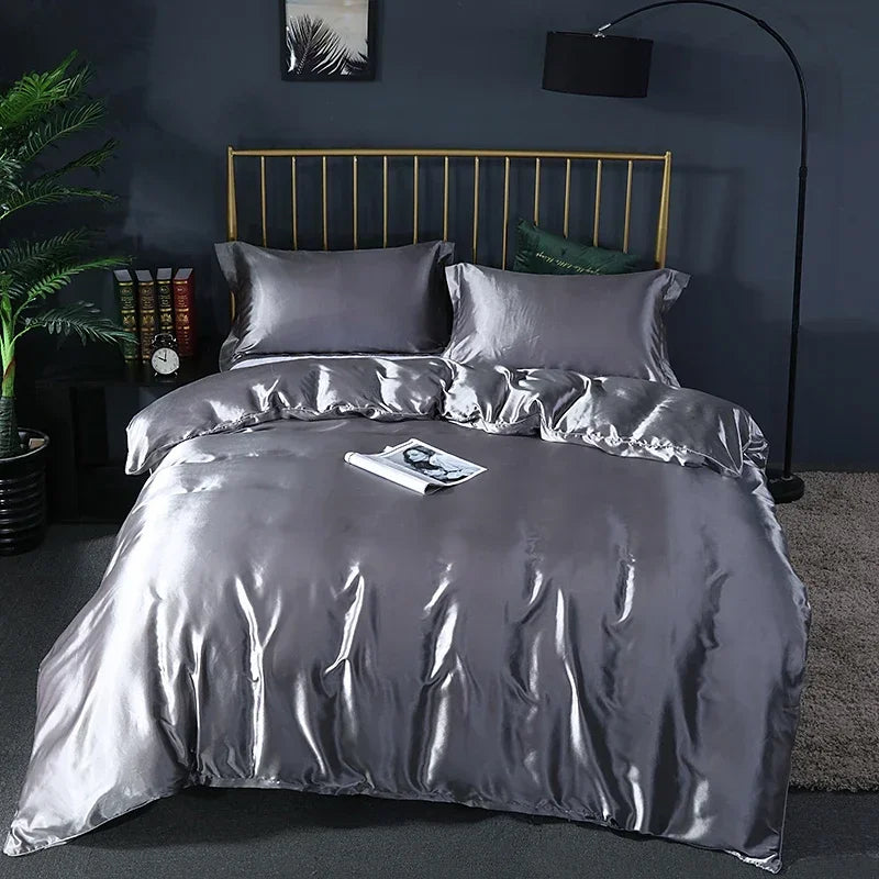 4-Piece Solid Color Duvet Cover Set - Rayon Twill Bedding (Twin/Full/Queen/King)