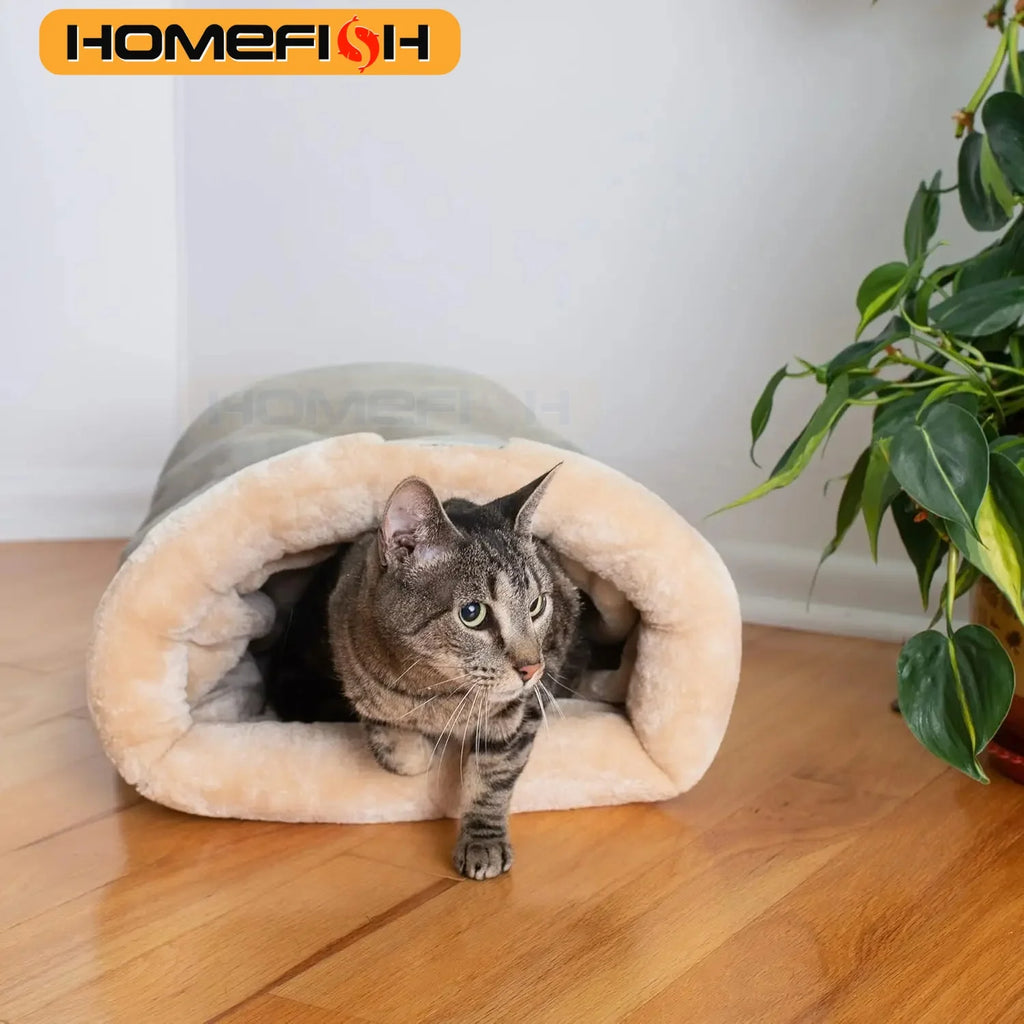 Semi-Enclosed Washable Cat Sleeping Bag Bed – Warm Nest for Small/Medium Cats, 65 x 48 cm (25.6 x 18.9 in)