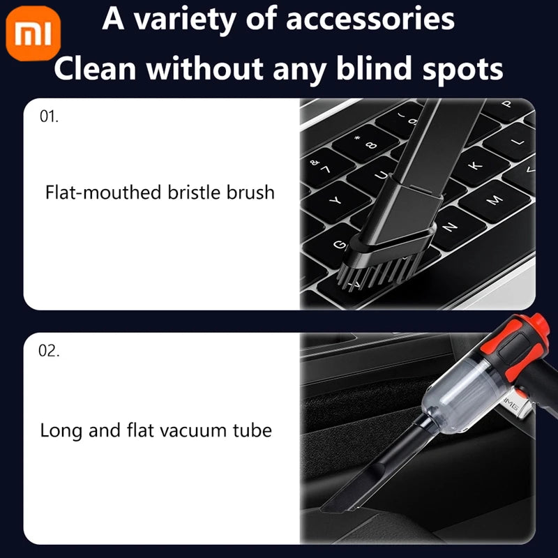 Cordless Handheld Car Vacuum Cleaner – High-Power Wet/Dry 5-in-1 Portable Auto Cleaner with Blower & Attachments