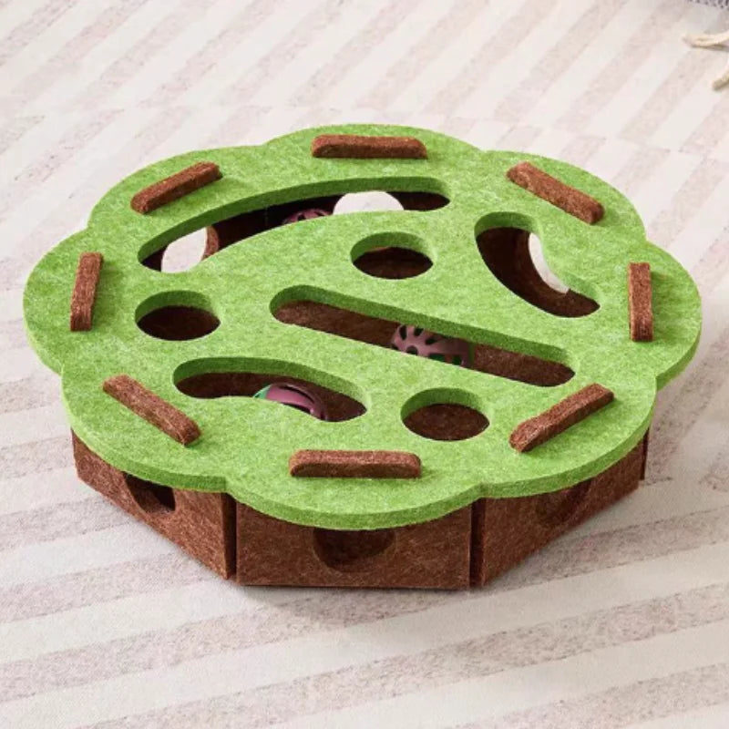 Interactive Cat Maze Toy with Bell Balls — Felt Tunnel Dig-Hole Puzzle for Kittens & Cats