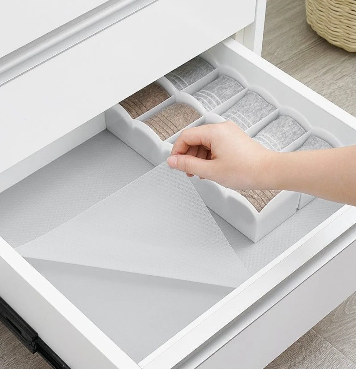 EVA Non-Slip Drawer & Shelf Liner — 30cm x 1.5m & 60cm x 5m (11.8in x 59.1in & 23.6in x 196.9in) Waterproof Oil-Resistant Cabinet Mat, Non-Adhesive