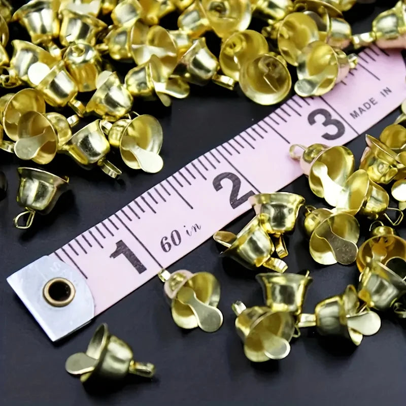 20-Pack Mini Gold Metal Sleigh Bells Hanging Ornaments for Christmas Wreaths, Garlands & DIY Crafts