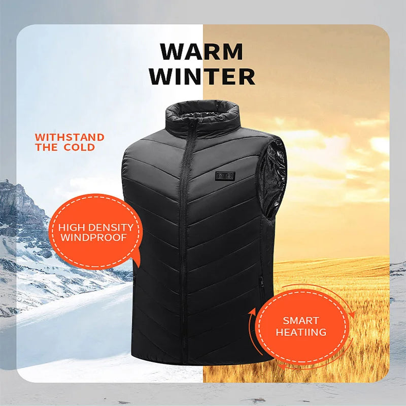 21-Zone Graphene USB Heated Vest – Unisex Electric Heated Jacket for Camping & Outdoor