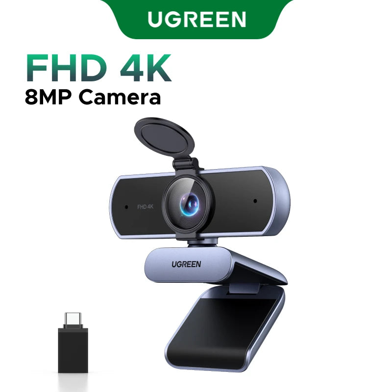 4K USB Webcam (8MP) — PDAF Autofocus & Dual AI Noise-Cancelling Mics, 4K/1080P HD Camera for Zoom, Teams, Google Meet