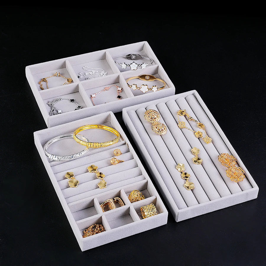 Flocking Velvet Jewelry Tray - Jewelry Organizer Insert 21.3 x 12.5 x 2.5 cm (8.4 x 4.9 x 1 in)