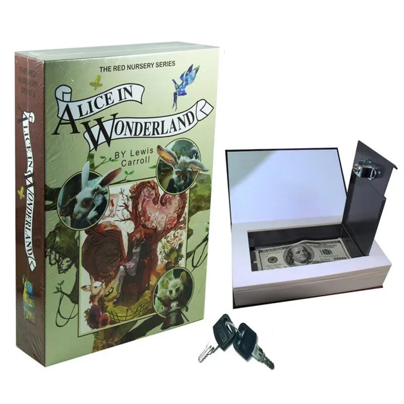 Hidden Book Safe with Key Lock — Metal Book-Shaped Home Safe (8.66 x 5.98 x 1.77 in / 220 x 152 x 45 mm)