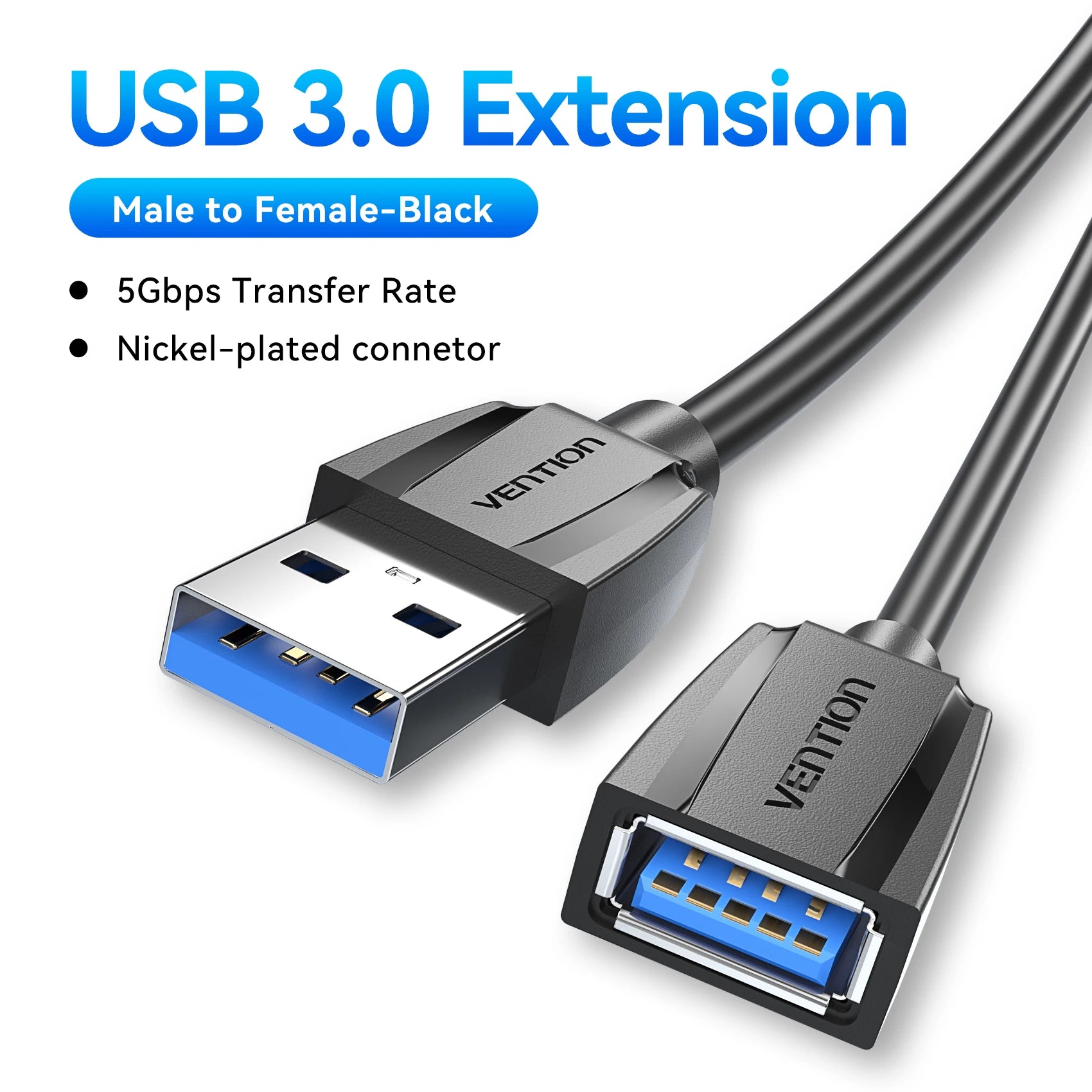 USB 3.0 Extension Cable (Male to Female) – 5Gbps High-Speed USB-A Data & Charging Cord for Smart TV, PS4, Xbox One, PC, Printers
